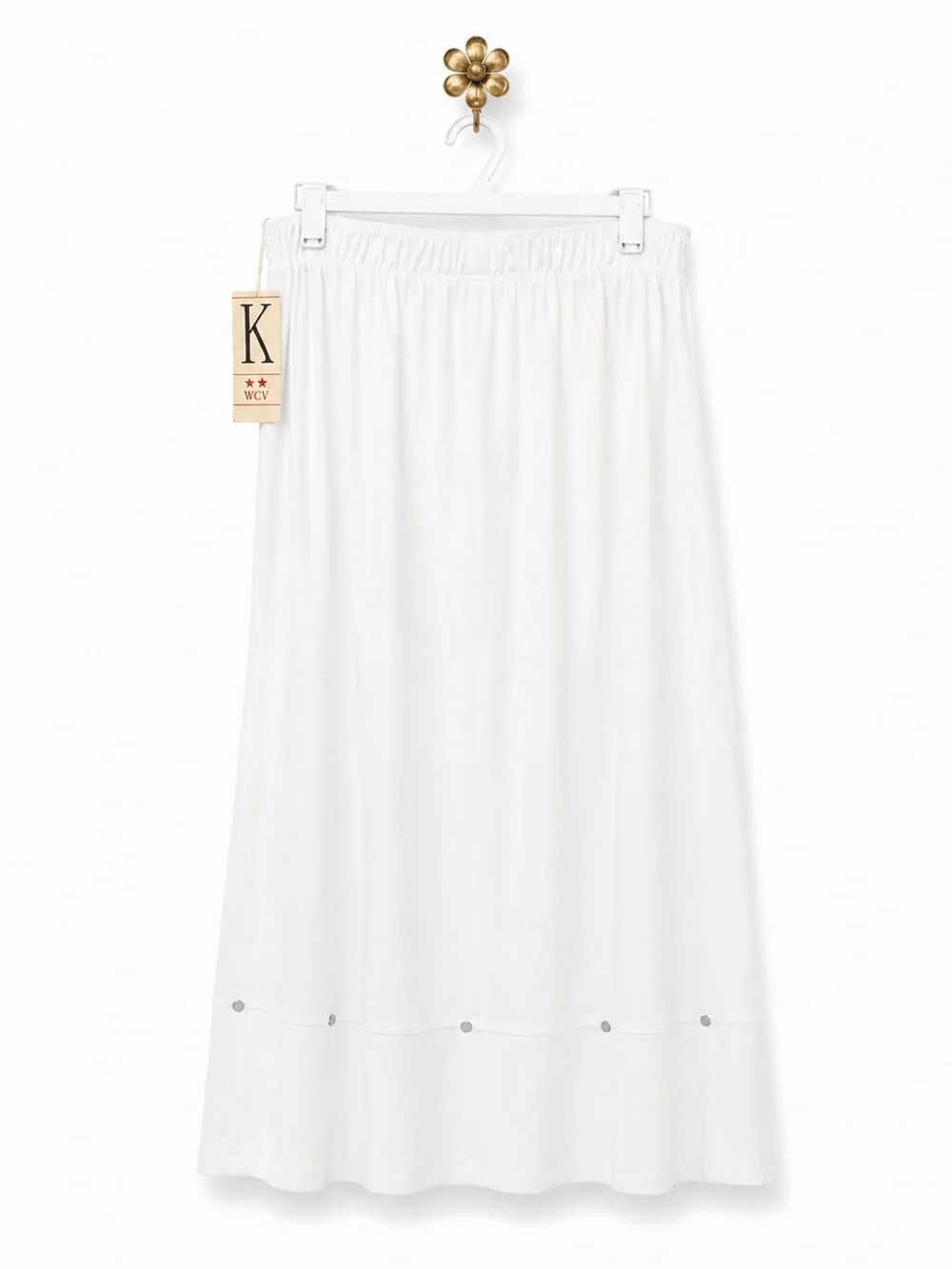Koret White Midi Skirt with Elastic Waist